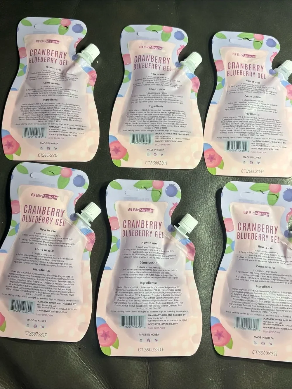 6 New Miracle Cranberry Blueberry Gel Revitalize & Renew Face Mask - Pink/Purple